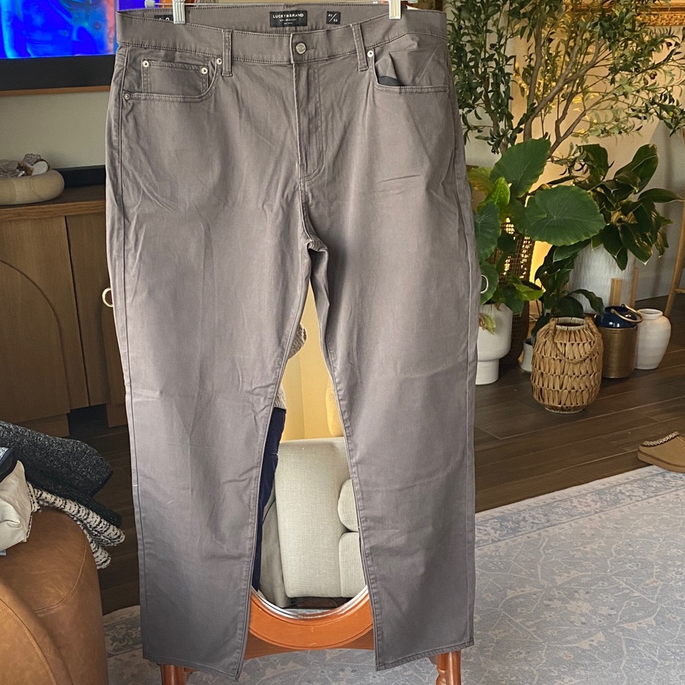 Lucky Brand Dark Gray Slim Straight 2-Way Stretch Pants